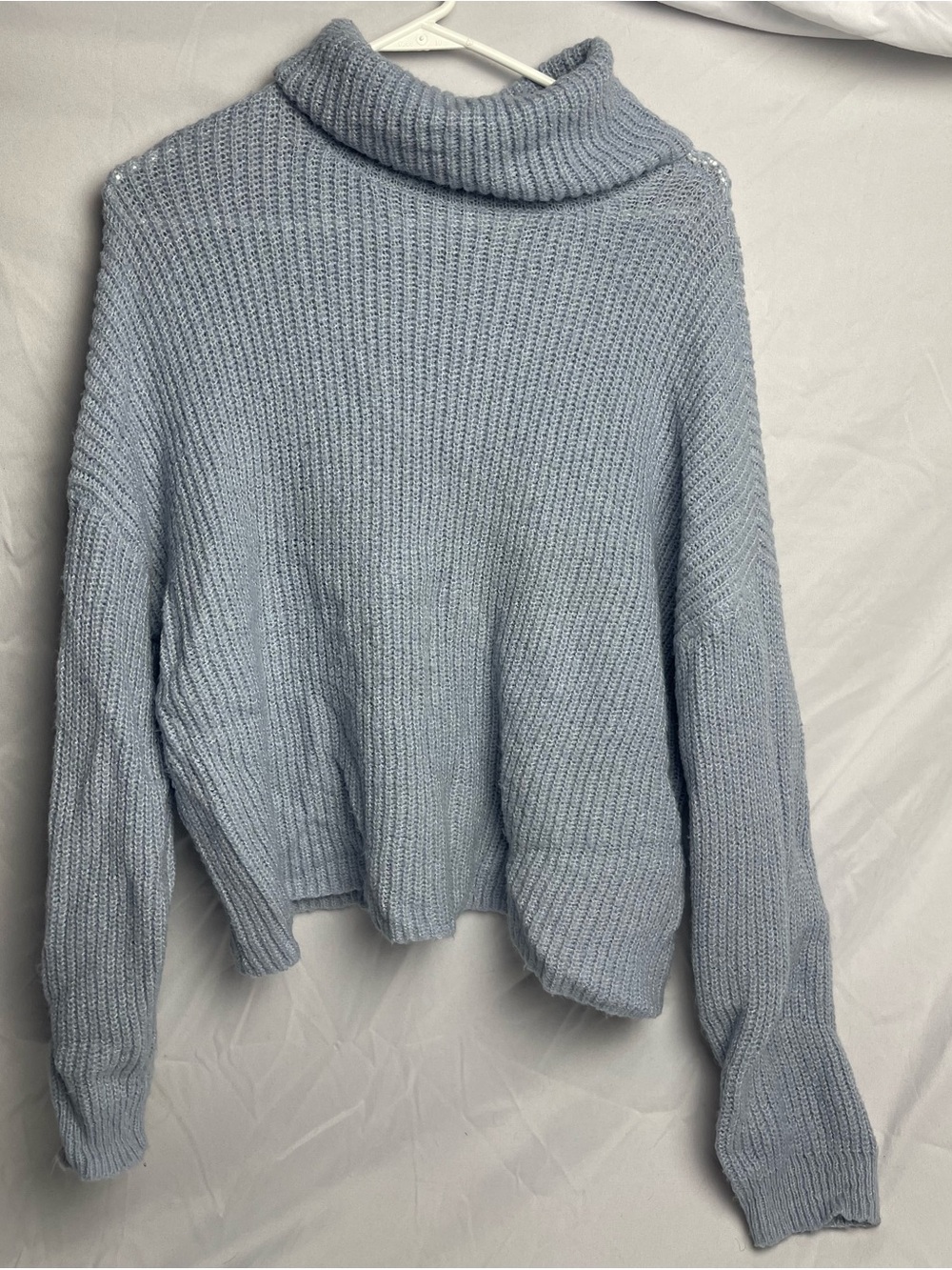 SO Pale Blue Cozy Turtleneck Sweater